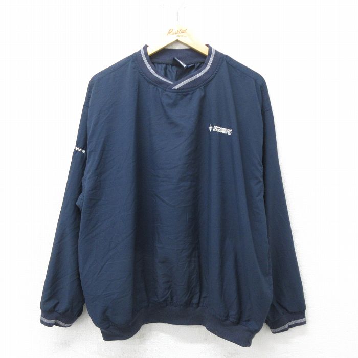 XL★古着 長袖 ジャケット メンズ 90年代 90s ノースウエスト クルーネック USA製 紺 ネイビー 24sep06 中古 アウター ジャンパー ブルゾン