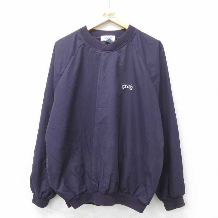 XL★古着 IZOD 長袖 ジャケット メンズ 00年代 00s ワンポイントロゴ ラグラン 大きいサイズ クルーネック 紺 ネイビー 24sep07 中古 アウター ジャンパー ブルゾン