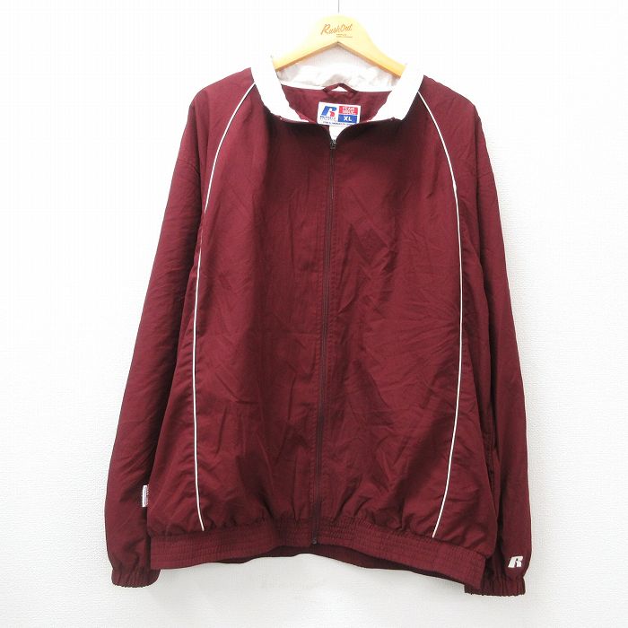 【50%OFF】XL★古着 ラッセル 長袖 ジャケット メンズ 大きいサイズ エンジ他 内側メッシュ 24sep09 中古 アウター ジャンパー ブルゾン