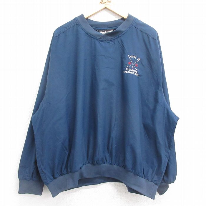 XL★古着 長袖 ジャケット メンズ 00年代 00s ゴルフ 大きいサイズ クルーネック USA製 紺 ネイビー 24sep12 中古 アウター ジャンパー ブルゾン