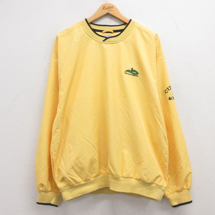 【50%OFF】XL★古着 長袖 ジャケット メンズ 00年代 00s ゴルフ KETTLE 大きいサイズ クルーネック 黄 イエロー 内側メッシュ 24sep17 中古 アウター ジャンパー ブルゾン