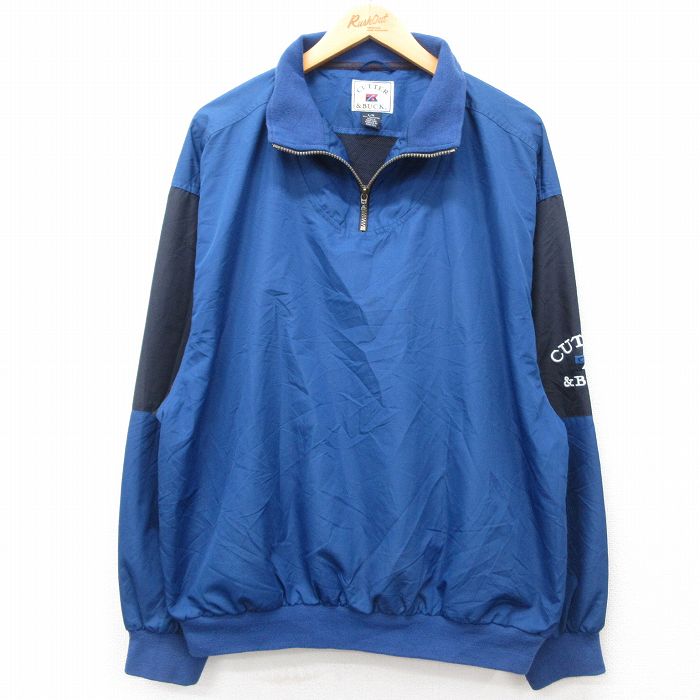 XL★古着 長袖 ハーフジップ ジャケット メンズ 00年代 00s COTTER&BUCK 紺他 ネイビー 内側メッシュ 24nov01 中古 アウター ジャンパー ブルゾン