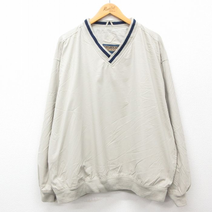 XL★古着 長袖 ジャケット メンズ 00年代 00s 大きいサイズ Vネック ベージュ他 カーキ 24nov08 中古 アウター ジャンパー ブルゾン