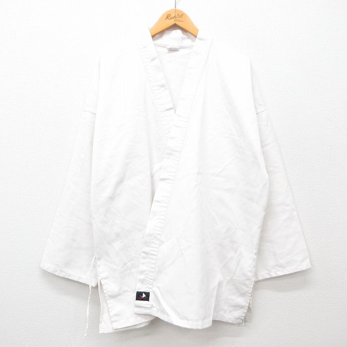 【50%OFF】XL★古着 長袖 羽織 道着 メンズ 大きいサイズ ロング丈 白 ホワイト 24nov08 中古 アウター