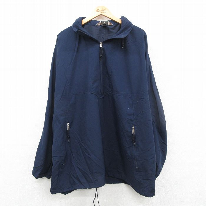 XL★古着 EMS 長袖 ハーフジップ ジャケット メンズ 90年代 90s 大きいサイズ ロング丈 紺 ネイビー 24nov12 中古 アウター ジャンパー ブルゾン