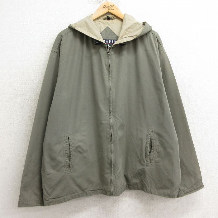 XL★古着 長袖 ジャケット パーカー メンズ 00年代 00s 大きいサイズ コットン 濃ベージュ系 カーキ 24nov20 中古 アウター ジャンパー ブルゾン
