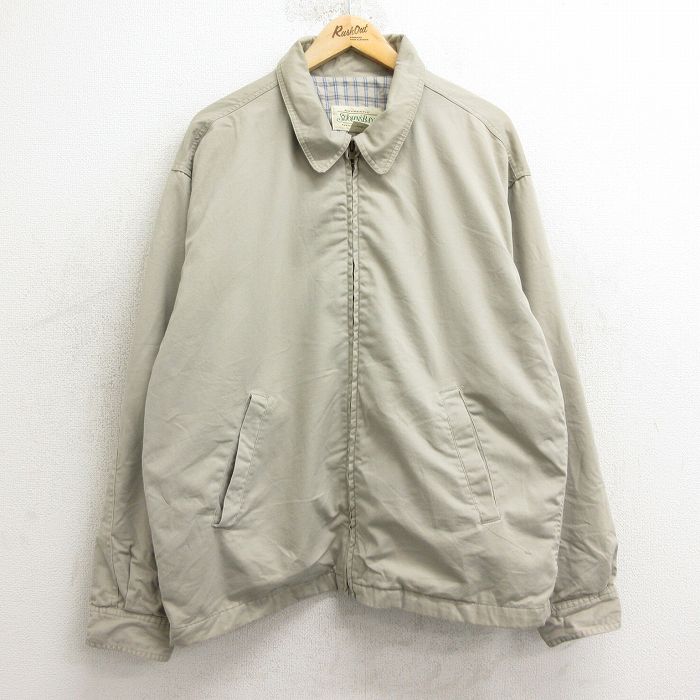 XL★古着 セントジョンズベイ 長袖 ジャケット スイングトップ メンズ 00年代 00s 大きいサイズ コットン ベージュ カーキ 24nov21 中古 アウター ジャンパー ブルゾン