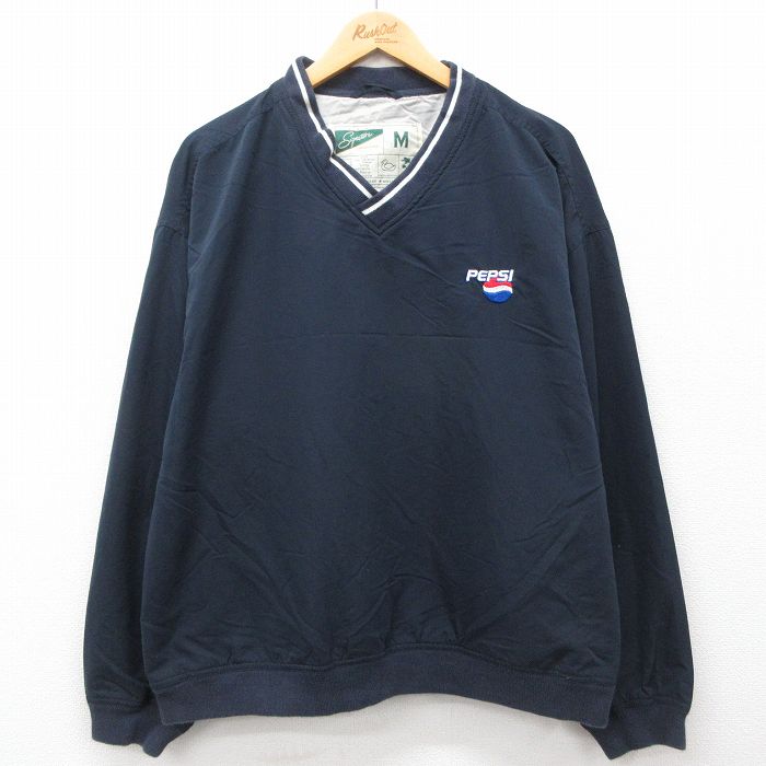 XL★古着 長袖 ジャケット メンズ ペプシ Vネック 紺 ネイビー 24nov25 中古 アウター ジャンパー ブルゾン