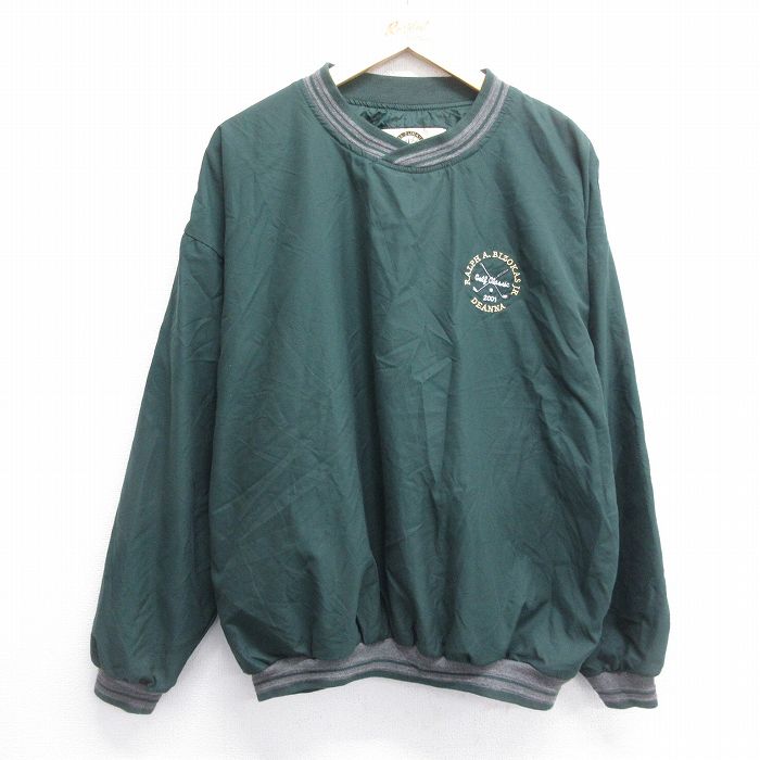 XL★古着 長袖 ジャケット メンズ ゴルフ 大きいサイズ クルーネック 緑他 グリーン 24dec03 中古 アウター ジャンパー ブルゾン