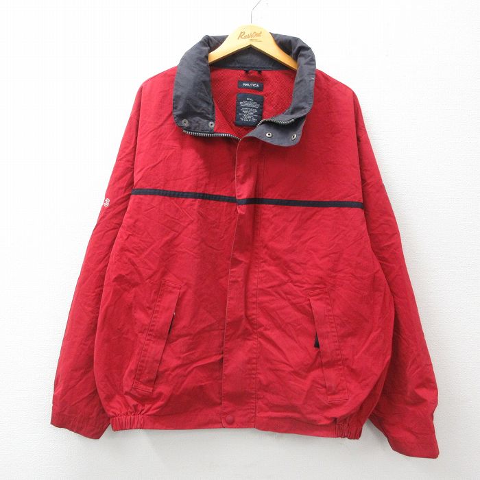 XL★古着 ノーティカ NAUTICA 長袖 セーリング ジャケット メンズ ワンポイントロゴ 大きいサイズ 赤他 レッド 24dec03 中古 アウター ジャンパー ブルゾン