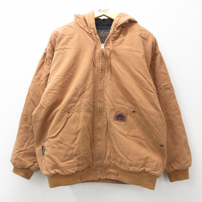 XL★古着 長袖 ジャケット メンズ シンサレート ダック地 大きいサイズ コットン 茶 ブラウン 24dec10 中古 アウター ジャンパー ブルゾン