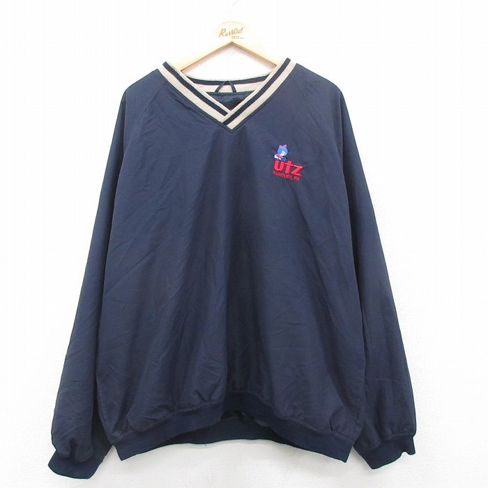 【20%OFF】XL★古着 長袖 ジャケット メンズ UTZ 大きいサイズ Vネック 紺 ネイビー 24dec11 中古 アウター ジャンパー ブルゾン
