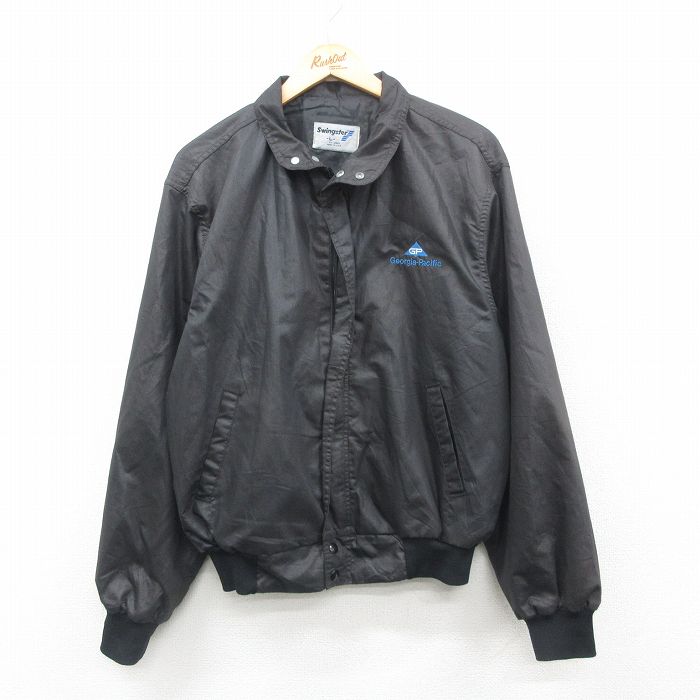 XL★古着 スイングスター 長袖 ジャケット メンズ 90年代 90s Georgia USA製 黒 ブラック 24dec12 中古 アウター ジャンパー ブルゾン