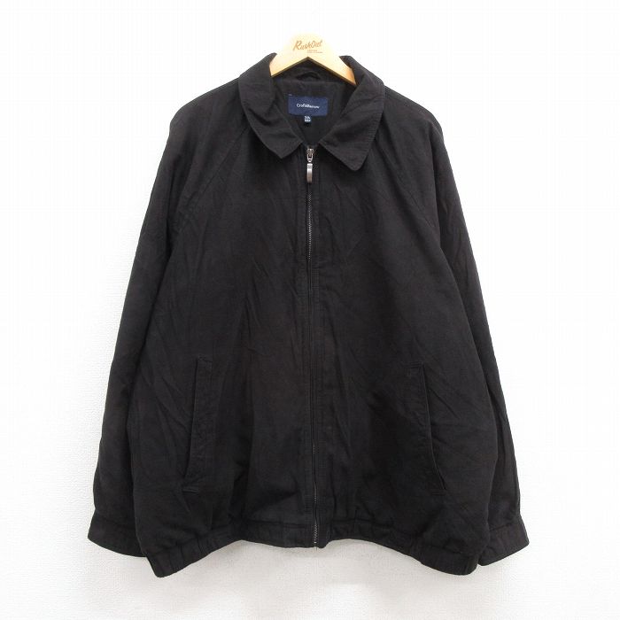 XL★古着 長袖 ジャケット スイングトップ メンズ 大きいサイズ ラグラン 黒 ブラック 24dec13 中古 アウター ジャンパー ブルゾン