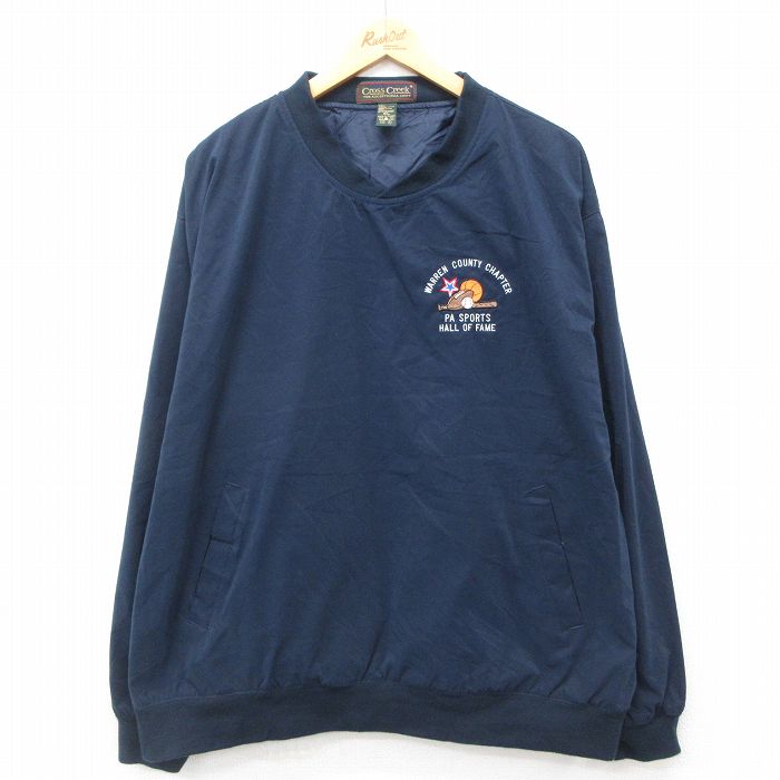 XL★古着 長袖 ジャケット メンズ 00年代 00s SPORTS 大きいサイズ Vネック 紺 ネイビー 24dec14 中古 アウター ジャンパー ブルゾン