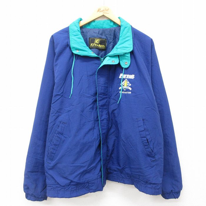 XL★古着 長袖 ジャケット メンズ 90年代 90s Pursuit ラグラン 大きいサイズ USA製 紺 ネイビー 24dec14 中古 アウター ジャンパー ブルゾン
