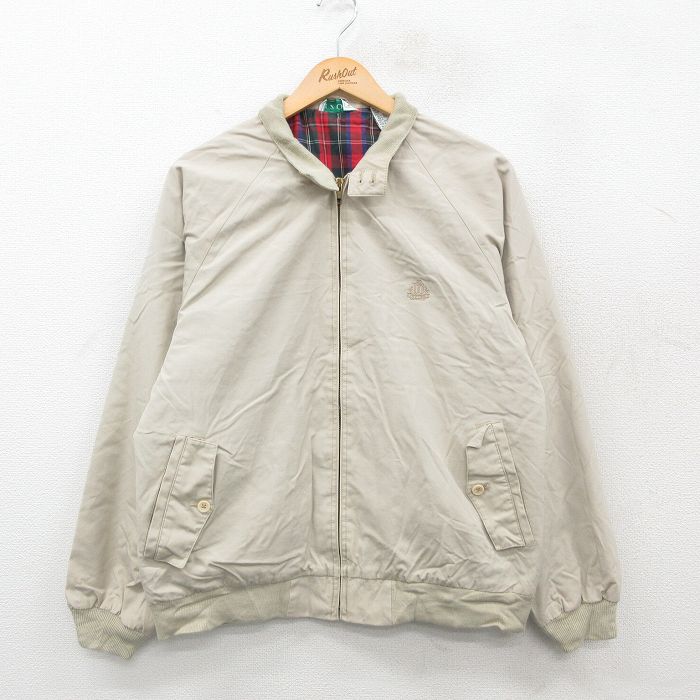 L★古着 IZOD 長袖 ジャケット スイングトップ メンズ 90年代 90s ワンポイントロゴ ラグラン ベージュ カーキ 24dec16 中古 アウター ジャンパー ブルゾン