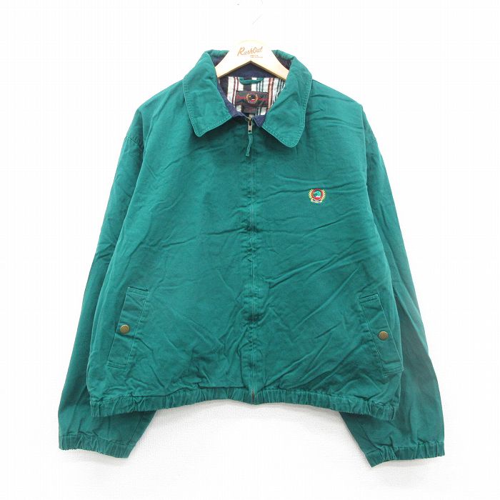 XL★古着 ダックヘッド 長袖 ジャケット メンズ 00年代 00s ワンポイントロゴ 大きいサイズ コットン 緑 グリーン 24dec16 中古 アウター ジャンパー ブルゾン