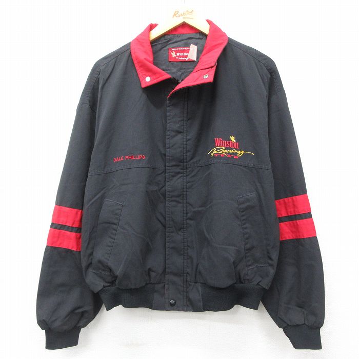 XL★古着 スイングスター 長袖 ジャケット メンズ 90年代 90s ウィンストン USA製 黒他 ブラック 24dec18 中古 アウター ジャンパー ブルゾン