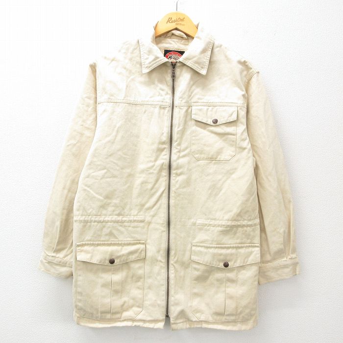 【50%OFF】L★古着 長袖 ジャケット メンズ 00年代 00s コットン カナダ製 生成り 25jan06 中古 アウター ジャンパー ブルゾン