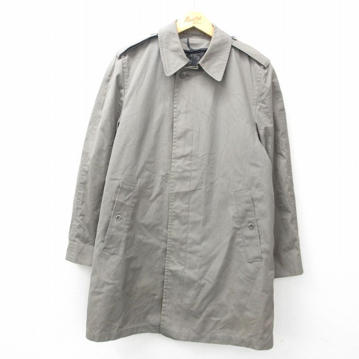 L★古着 ロンドンフォグ 長袖 ステンカラー コート メンズ 90年代 90s ロング丈 USA製 グレー 25jan06 中古 アウター