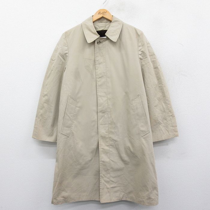 【50%OFF】L★古着 ロンドンフォグ 長袖 ステンカラー コート メンズ 90年代 90s ロング丈 USA製 ベージュ カーキ 内側ファー 25jan14 中古 アウター