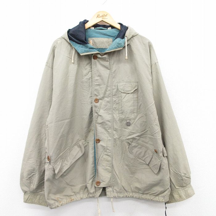 XL★古着 ペリーエリス 長袖 ジャケット パーカー メンズ 90年代 90s 大きいサイズ 薄緑 グリーン 内側メッシュ 25jan23 中古 アウター ジャンパー ブルゾン