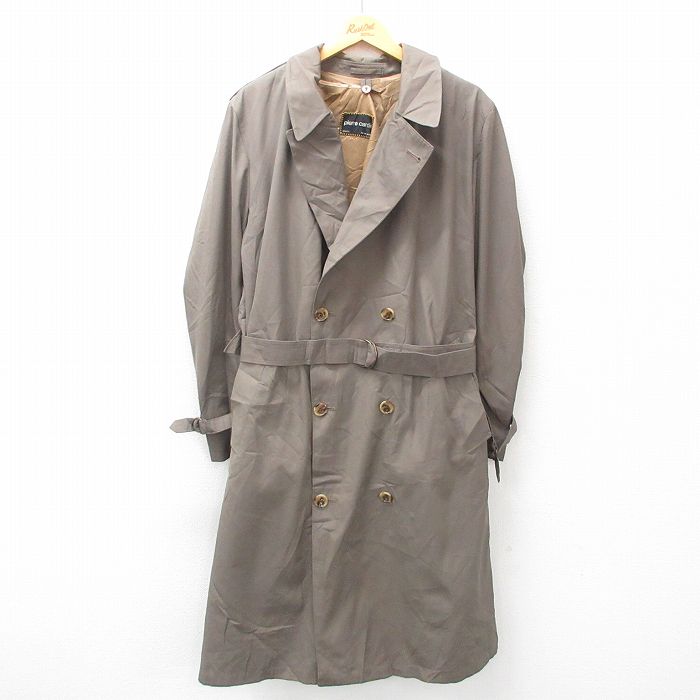 XL★古着 ピエールカルダン pierre cardin 長袖 トレンチコート メンズ 90年代 90s 大きいサイズ ロング丈 濃グレー系 25jan23 中古 アウター
