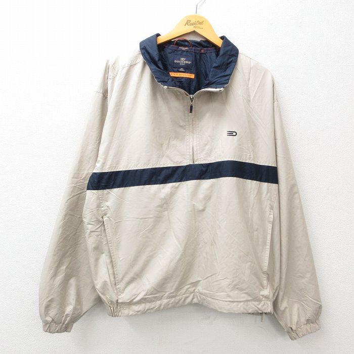 XL★古着 ドッカーズ 長袖 ハーフジップ ジャケット メンズ ゴルフ 大きいサイズ 薄ベージュ系他 カーキ 25jan23 中古 アウター ジャンパー ブルゾン