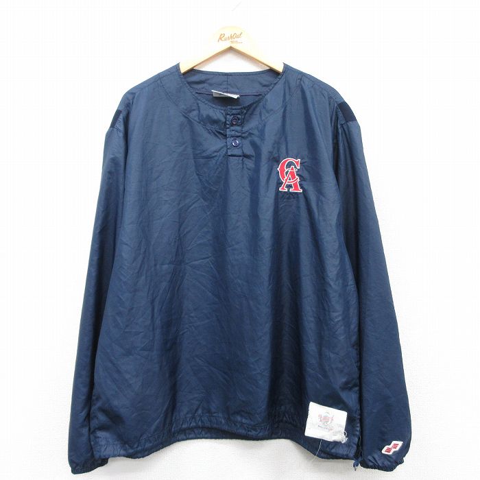 【50%OFF】XL★古着 スイングスター 長袖 ジャケット メンズ 90年代 90s MLB ロサンゼルスエンゼルス 大きいサイズ USA製 紺 ネイビー メジャーリーグ ベースボール 野球 25jan25 中古 アウター ジャンパー ブルゾン