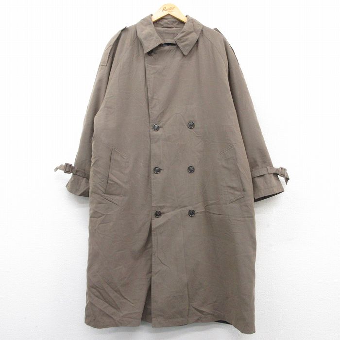 XL★古着 ピエールカルダン pierre cardin 長袖 トレンチ コート メンズ 大きいサイズ ロング丈 茶系 ブラウン 25feb04 中古 アウター