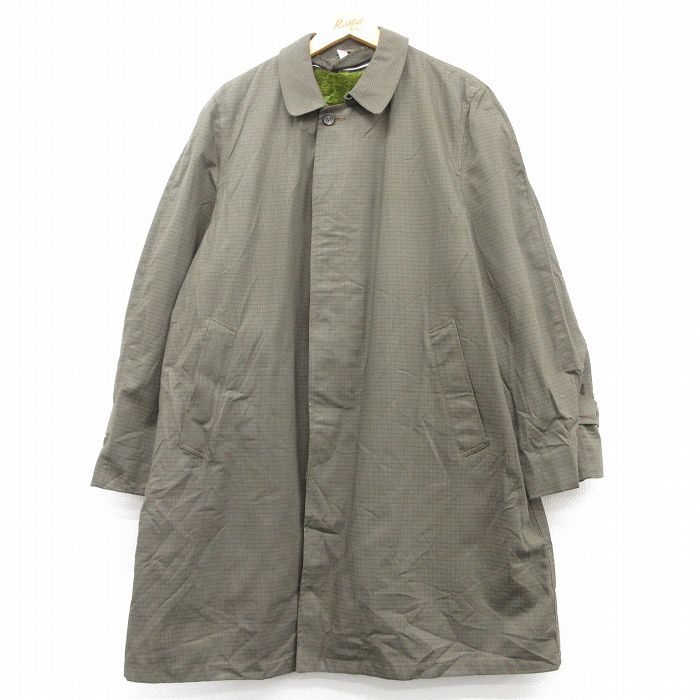 XL★古着 長袖 ステンカラー コート メンズ 90年代 90s ロング丈 USA製 緑系他 グリーン 内側ファー 25feb04 中古 アウター