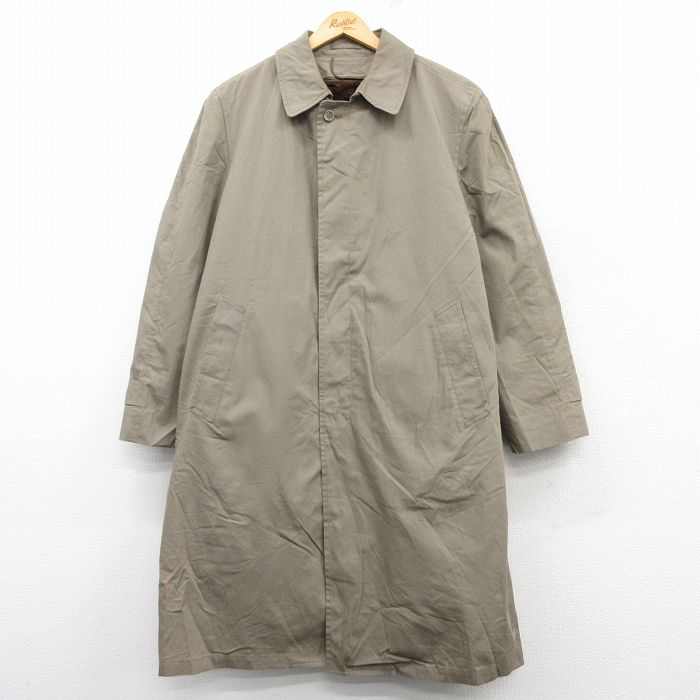 L★古着 ロンドンフォグ 長袖 ステンカラー コート メンズ ロング丈 USA製 ベージュ系 カーキ 内側ファー 25feb04 中古 アウター