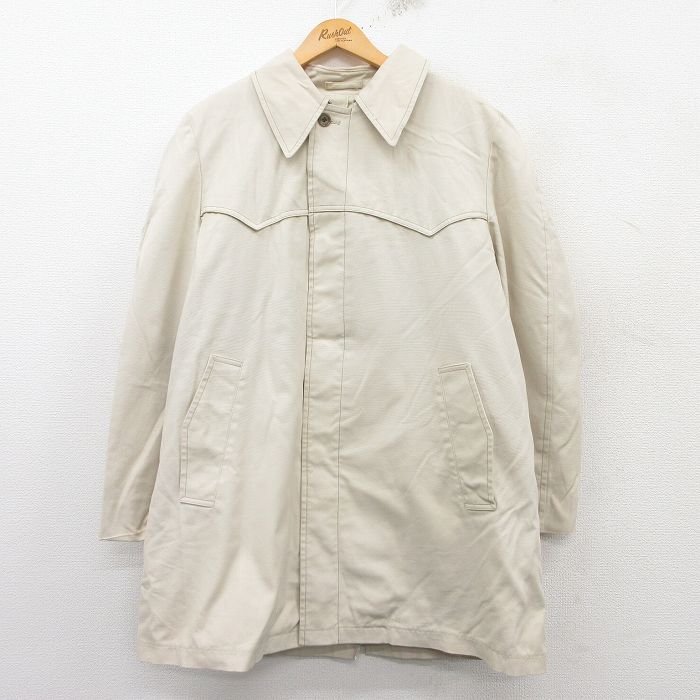 XL★古着 ロンドンフォグ 長袖 ジャケット メンズ 90年代 90s ロング丈 ベージュ カーキ 内側ファー 25feb04 中古 アウター ジャンパー ブルゾン