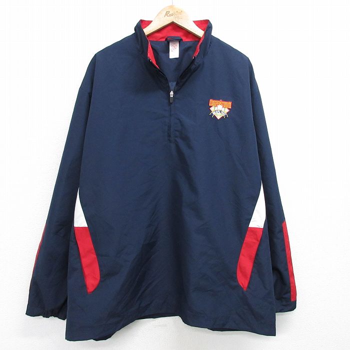 XL★古着 長袖 ハーフジップ ジャケット メンズ 00年代 00s 野球 大きいサイズ 紺他 ネイビー 25feb03 中古 アウター ジャンパー ブルゾン