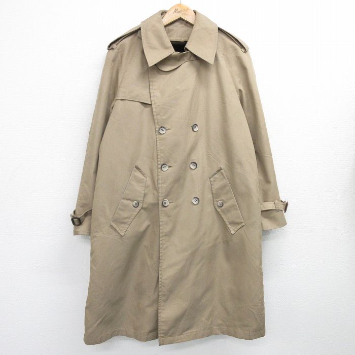 【50%OFF】L★古着 長袖 コート メンズ 90年代 90s ロング丈 ラグラン USA製 ベージュ カーキ 内側ファー 25feb03 中古 アウター