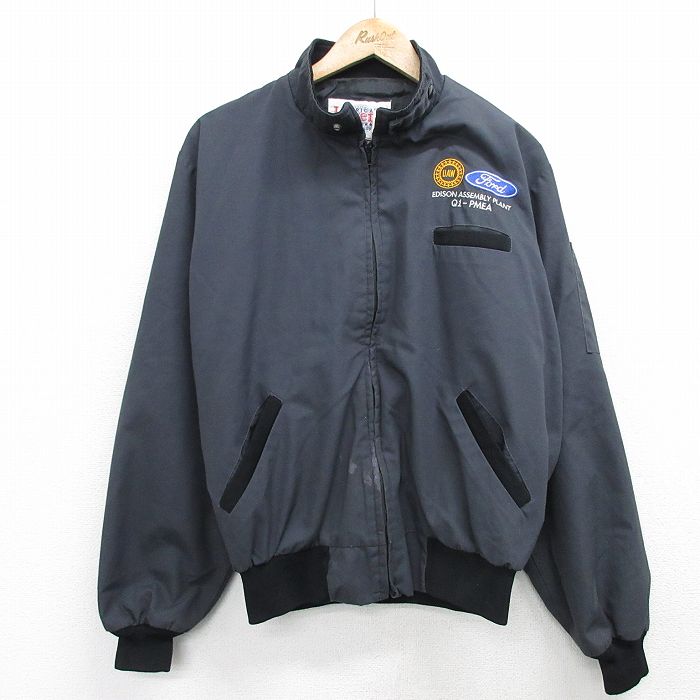 XL★古着 長袖 ジャケット メンズ 90年代 90s フォード ford USA製 グレー 25feb03 中古 アウター ジャンパー ブルゾン