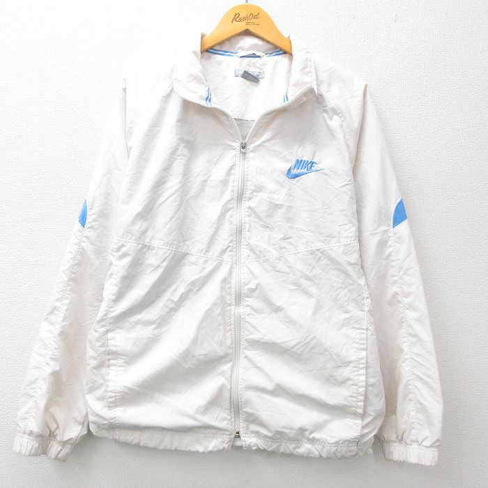 XL★古着 ナイキ NIKE 長袖 ジャケット メンズ ワンポイントロゴ ラグラン 白他 ホワイト 25feb03 中古 アウター ジャンパー ブルゾン