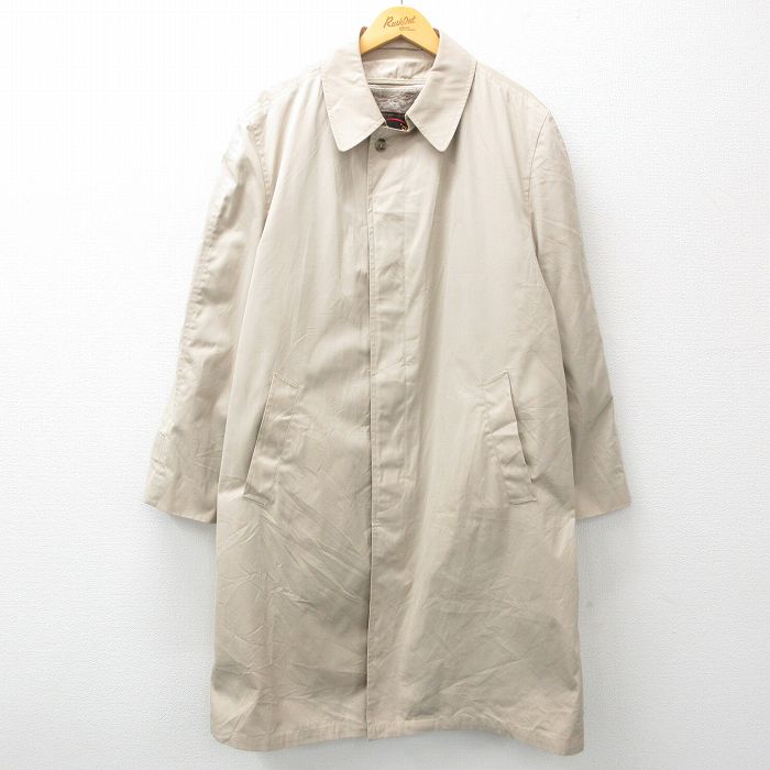 XL★古着 長袖 ステンカラー コート メンズ 90年代 90s 大きいサイズ ロング丈 USA製 ベージュ カーキ 内側ファー 25feb03 中古 アウター