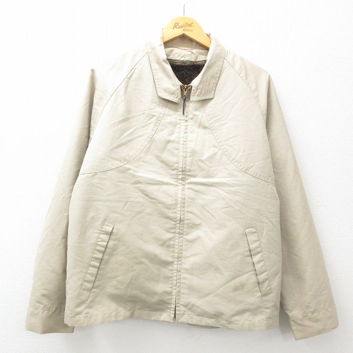XL★古着 ジャックニクラス 長袖 ジャケット スイングトップ メンズ 80年代 80s GLENEAGLES ラグラン ベージュ カーキ 内側ファー 25feb03 中古 アウター ジャンパー ブルゾン