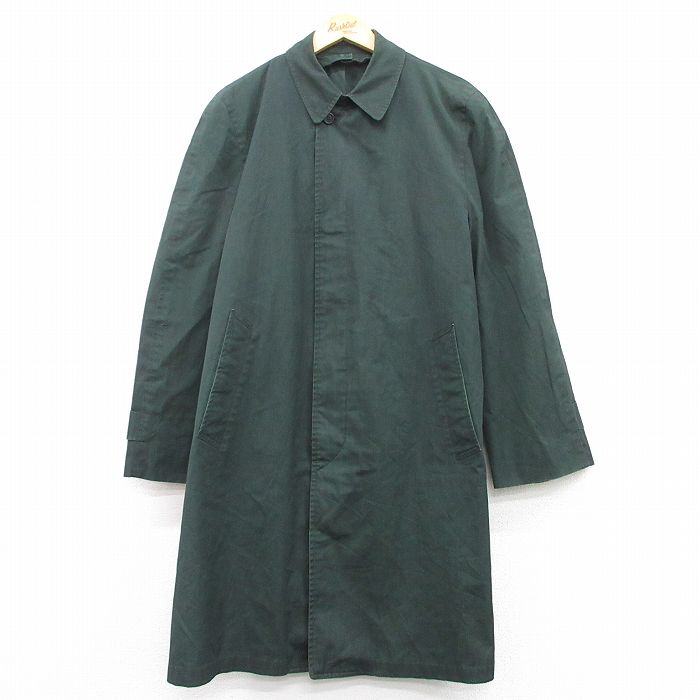 L★古着 ロンドンフォグ 長袖 ステンカラー コート メンズ 90年代 90s ロング丈 緑 グリーン 25feb08 中古 アウター