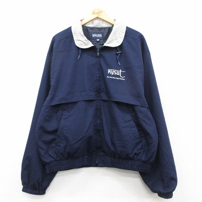 XL★古着 キングルイ 長袖 ジャケット メンズ 00年代 00s nysut 大きいサイズ USA製 紺 ネイビー 25feb08 中古 アウター ジャンパー ブルゾン