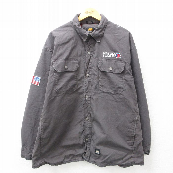 XL★古着 長袖 ジャケット メンズ MATCO TOOLS 大きいサイズ コットン グレー 内側フランネル 25feb08 中古 アウター ジャンパー ブルゾン