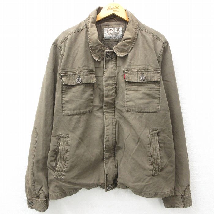 XL★古着 リーバイス Levis 長袖 ジャケット メンズ 大きいサイズ コットン 茶系 ブラウン 内側キルティング 25feb08 中古 アウター ジャンパー ブルゾン