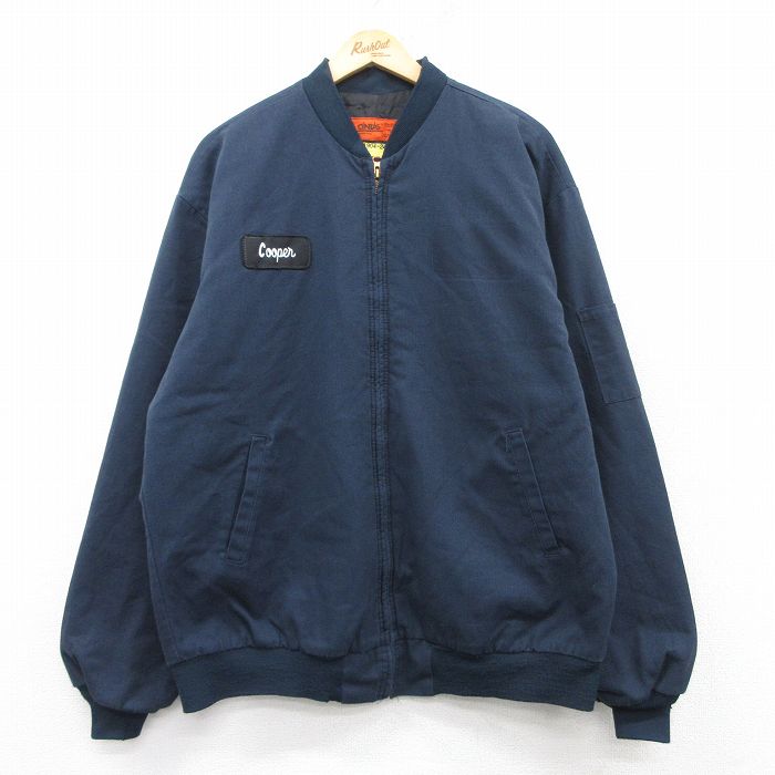 XL★古着 長袖 ワーク ジャケット メンズ CiNTAS 大きいサイズ 紺 ネイビー 内側キルティング 25feb10 中古 アウター ジャンパー ブルゾン