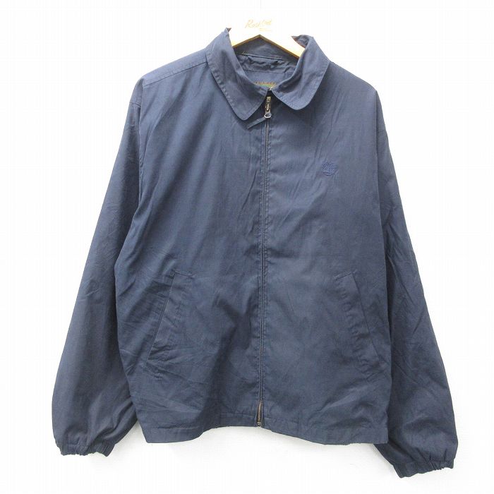 XL★古着 ティンバーランド 長袖 ジャケット スイングトップ メンズ 00年代 00s ワンポイントロゴ 紺 ネイビー 25feb12 中古 アウター ジャンパー ブルゾン