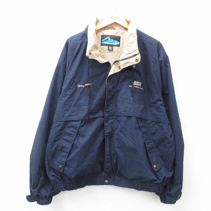 XL★古着 長袖 ジャケット メンズ DFA 大きいサイズ 紺 ネイビー 25feb12 中古 アウター ジャンパー ブルゾン