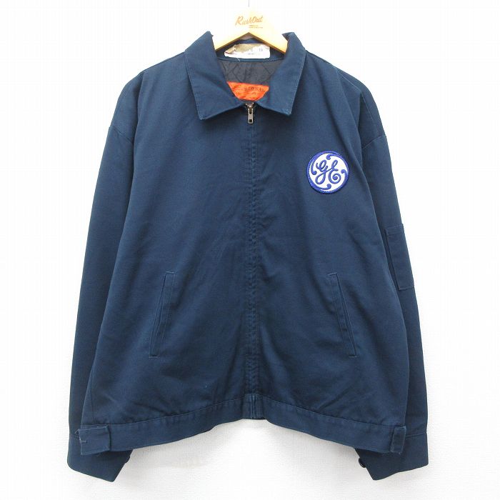 XL★古着 レッドキャップ 長袖 ワーク ジャケット メンズ 00年代 00s ゼネラルエレクトリック 大きいサイズ 紺 ネイビー 内側キルティング 【spe】 25feb12 中古 アウター ジャンパー ブルゾン