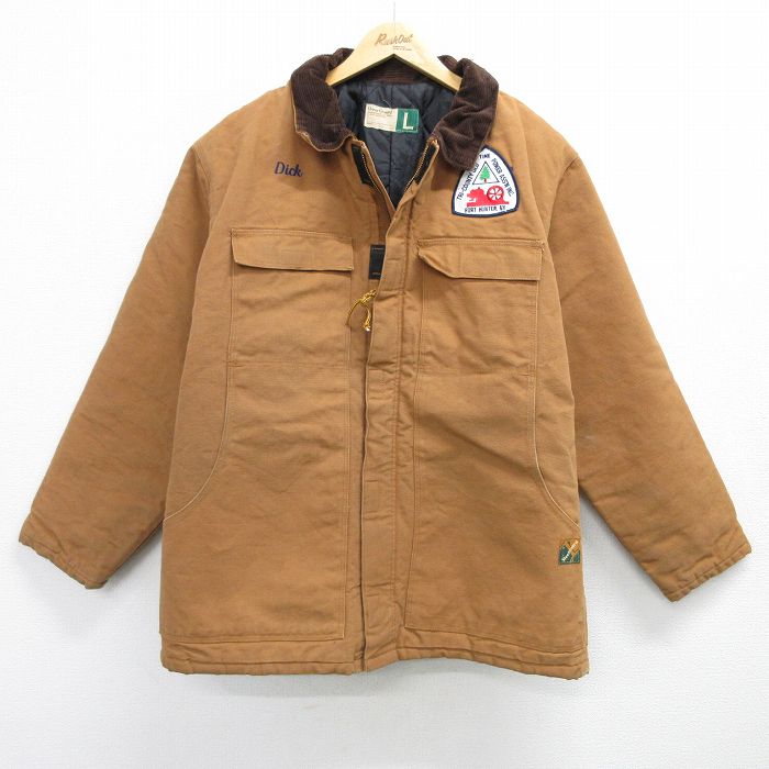 XL★古着 Wear Guard 長袖 ジャケット メンズ 00年代 00s TRI COUNTY 襟コーデュロイ ダック地 大きいサイズ 茶 ブラウン 内側キルティング 25feb13 中古 アウター ジャンパー ブルゾン
