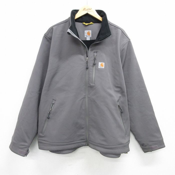 XL★古着 カーハート Carhartt 長袖 ジャケット メンズ グレー 内側フリース 25feb13 中古 アウター ジャンパー ブルゾン